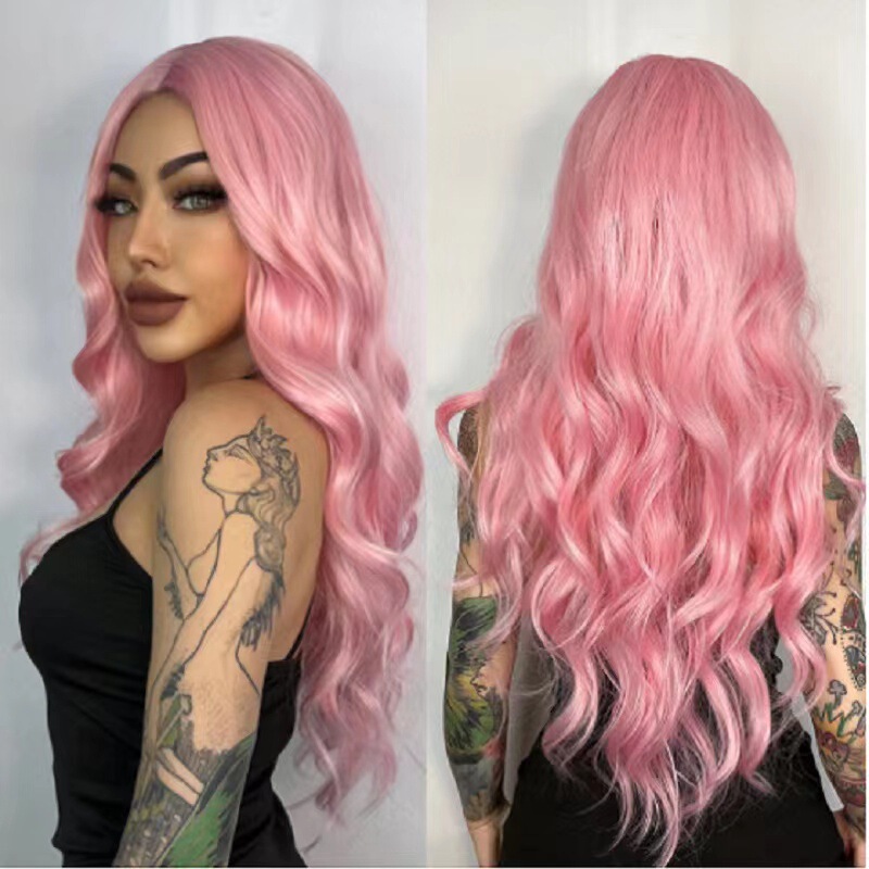 Cross-Border New Product African Wig with Medium Parted Long Bangs, Small Curls, Long Curly Hair, High Temperature Silk Chemical Fiber Headgear Manufacturer Wholesale