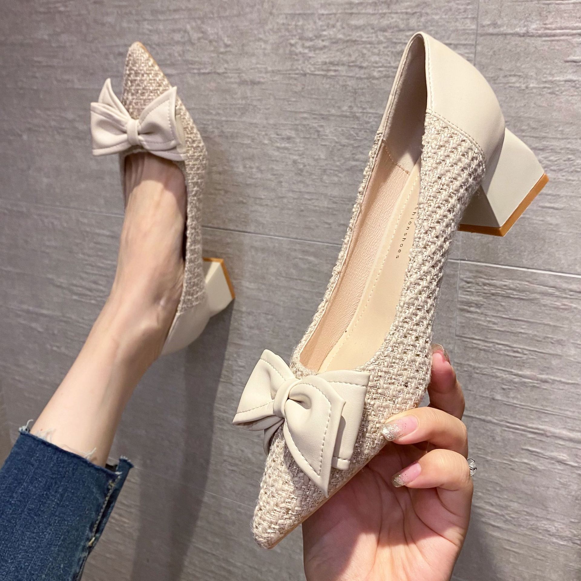 Damen High Heels Abendschuhe Mit Schleife Und Spitzem Absatz_voghion.com