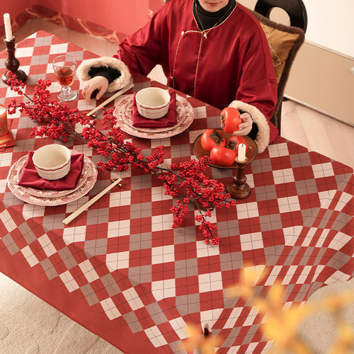 New Year Party High-end Wedding Red Festive New Year Table Cloth Coffee Table Cover Dust-proof Table Cloth