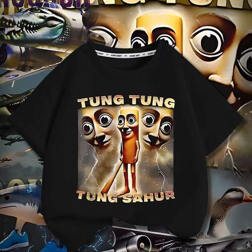 Eurocode cotton T-sleeves, foreign mountains and seas classics, abstract T-shirt, 220gtungtungsahur wooden stick
