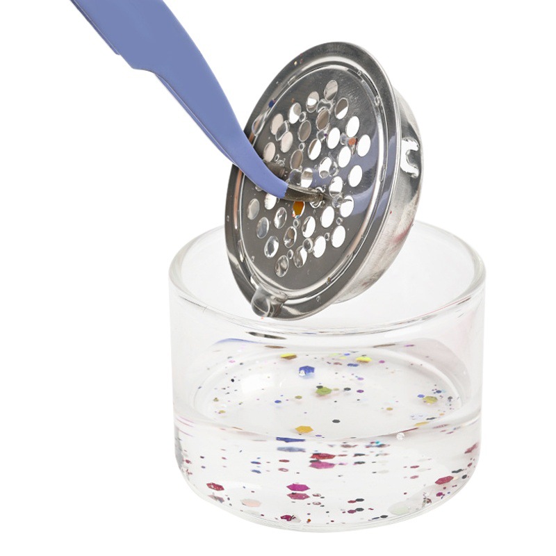 Nail thickened glass washing pen crystal cup stainless steel mesh filter Cup phototherapy brush cleaning tool wholesale