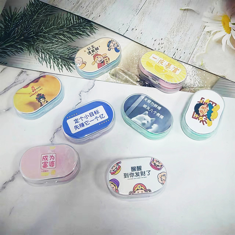 Cartoon myopic beauty pupil box with mirror nursing box duplex box contact lens box wholesale companion box portable 664 Cartoon myopic beauty pupil box with mirror nursing box duplex box contact lens box wholesale companion box portable 664