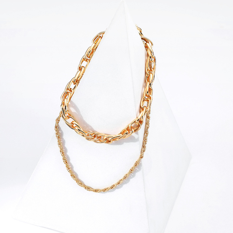 Fashion Double Layer Alloy Thick Chain Necklace display picture 6