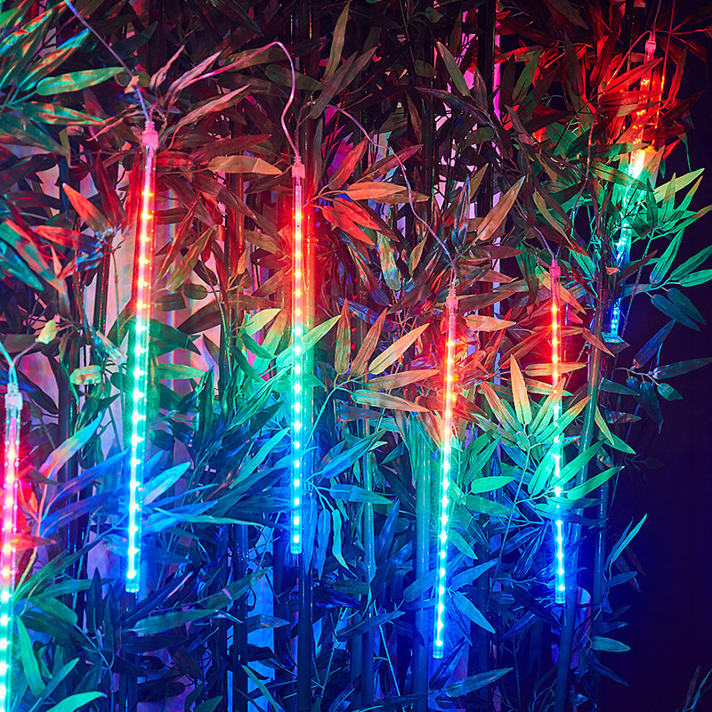 Lámpara de lluvia de meteoritos LED cadena de luz solar colorida luz de decoración de árbol colgante luz de decoración de festival de Navidad de jardín