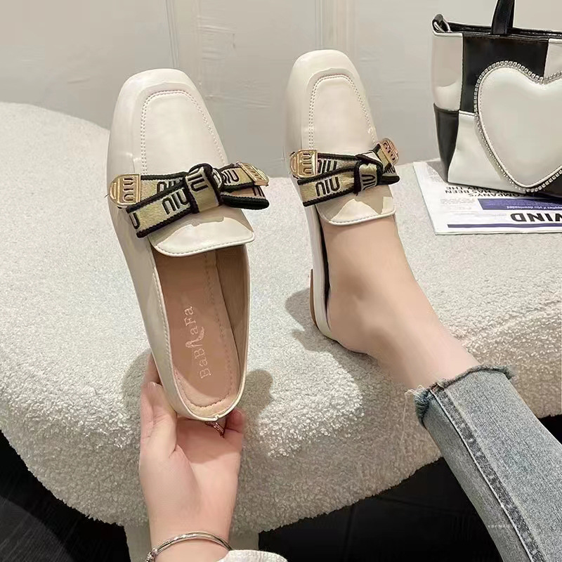 Summer New Square Toe Flat Single Shoes Net Red Sandals And Slippers Baotou Half Slippers Women S Outerwear Lazy Muller Shoes_voghion.com
