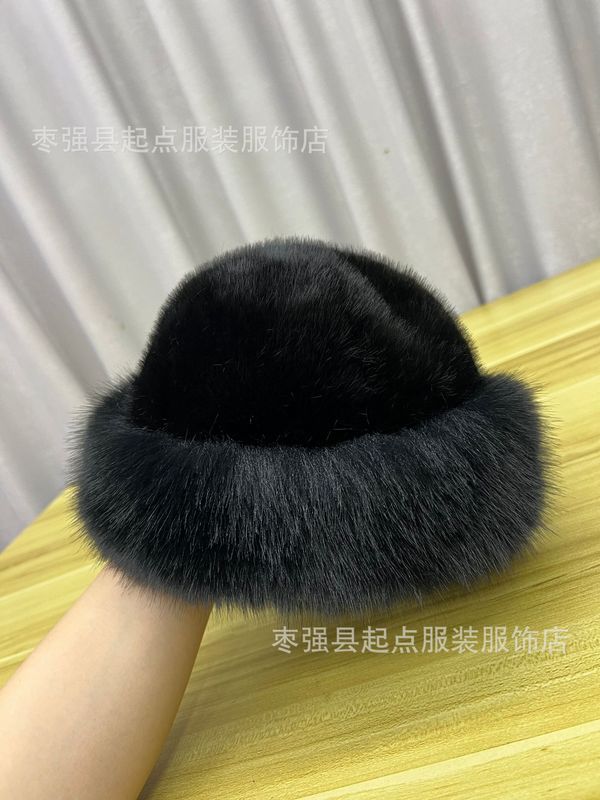 毛绒蒙古帽子女秋冬防寒保暖东北盆帽毛毛护耳帽狐狸毛渔夫帽皮草|undefined
