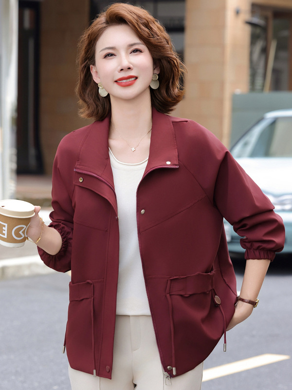 妈妈秋装2025新款时尚减龄风衣外套中老年女装50岁夹克衫短款上衣|undefined