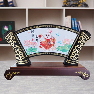 Rabbit year spring festival charcoal carving crafts new Chinese style decoration business meeting gift company opening ceremony Hongyun year