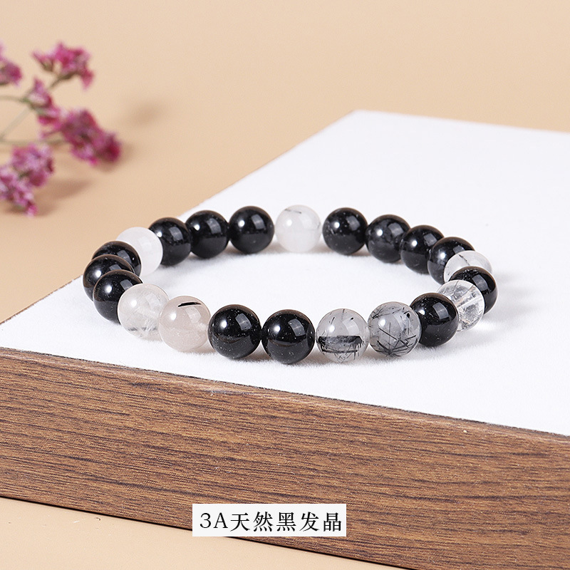 3a natural black hair crystal bracelet