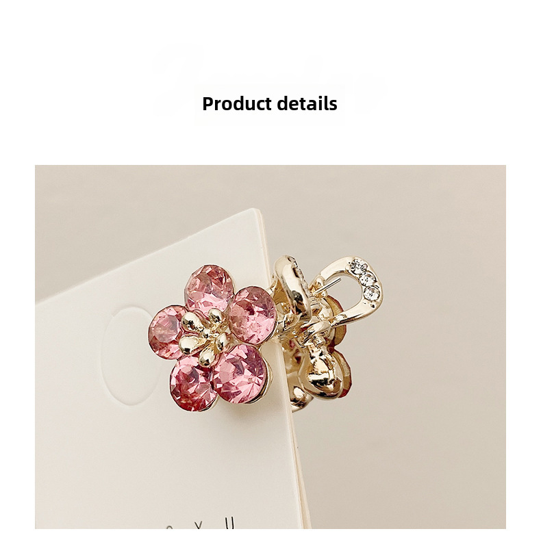 Small Bangs Grab Clip 2022 New Crystal Flower Side Hairpin Korean Internet Celebrity Mini Elegant Grab Hair Accessories_voghion.com