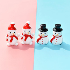 Diy樹脂かわいい立体雪だるまクリスマスミニチュア装飾品おまままごと玩具クリームゴム携帯ケース部品-y4