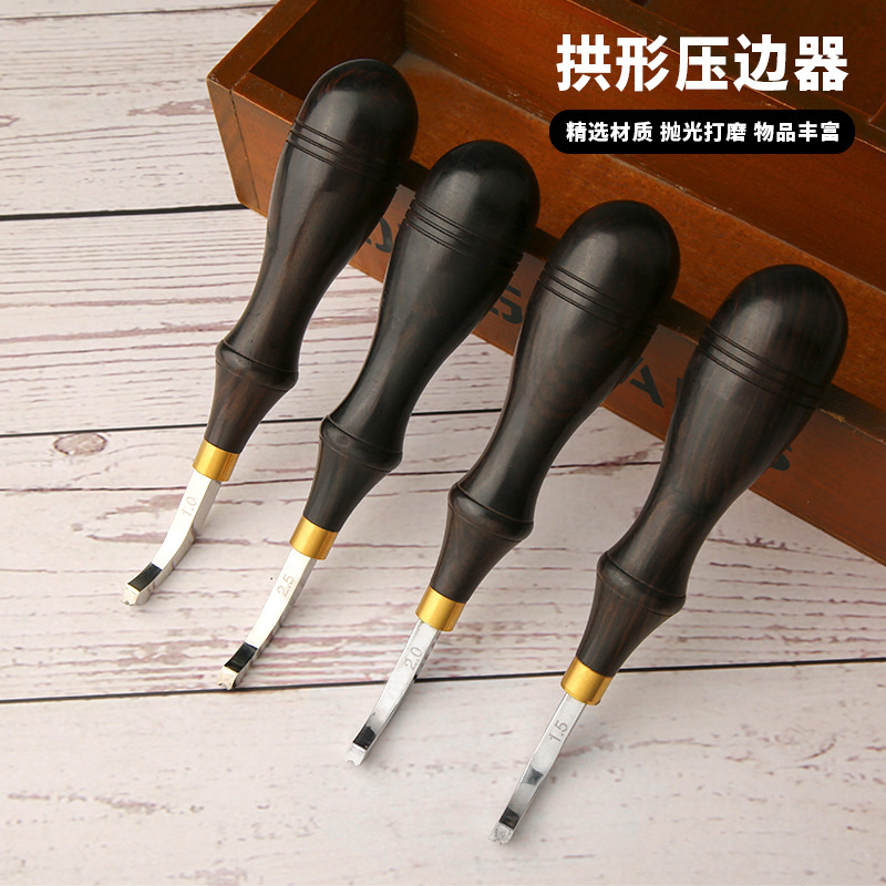 手作り革製品黒檀ハンドルアーチ型押しエッジ1-2.5mmレザートリムツールエッジツール|undefined