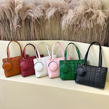 批发女包包bags绣花方格托特包2025新款女士休闲时尚大容量单肩包