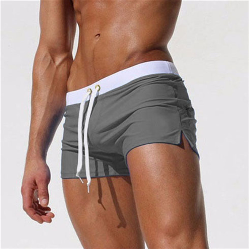 Herren Badehose Aus Nylon Einfarbig Dehnbar Und Bequem_voghion.com