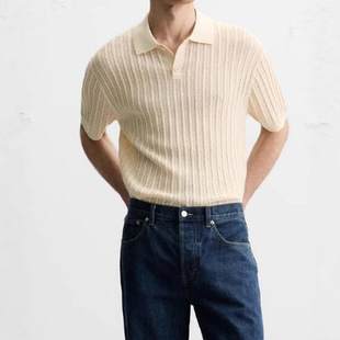 High-End Men's Polo Collar Wool Sweater from Foreign Trade Knitwear Factory, Custom-Made Short-Sleeve Sweater in Old Money Style