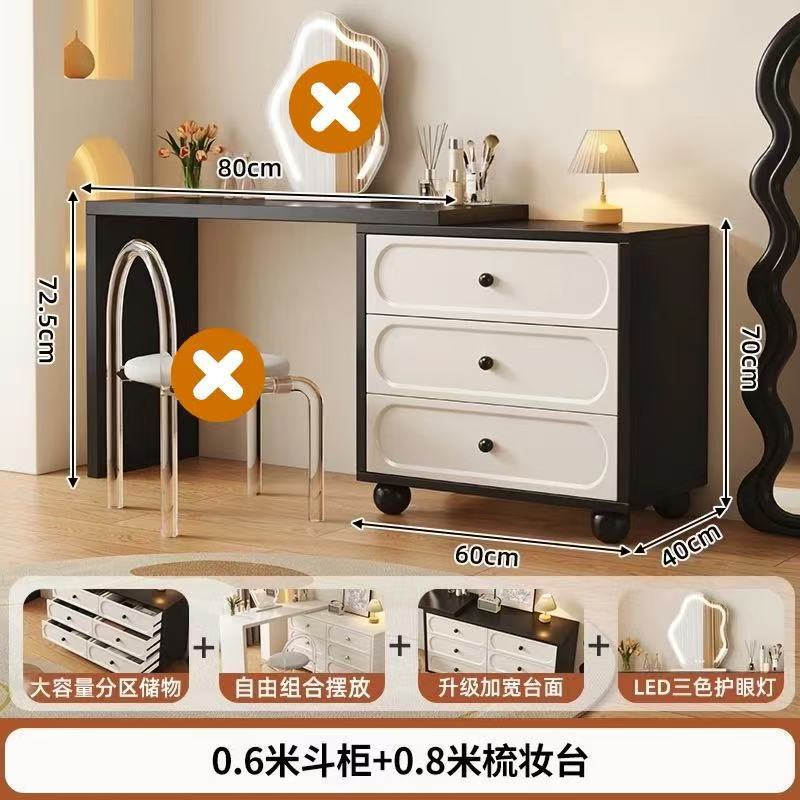 Xuanhei 80 테이블 + 60 검정색과 흰색 3단 서랍장