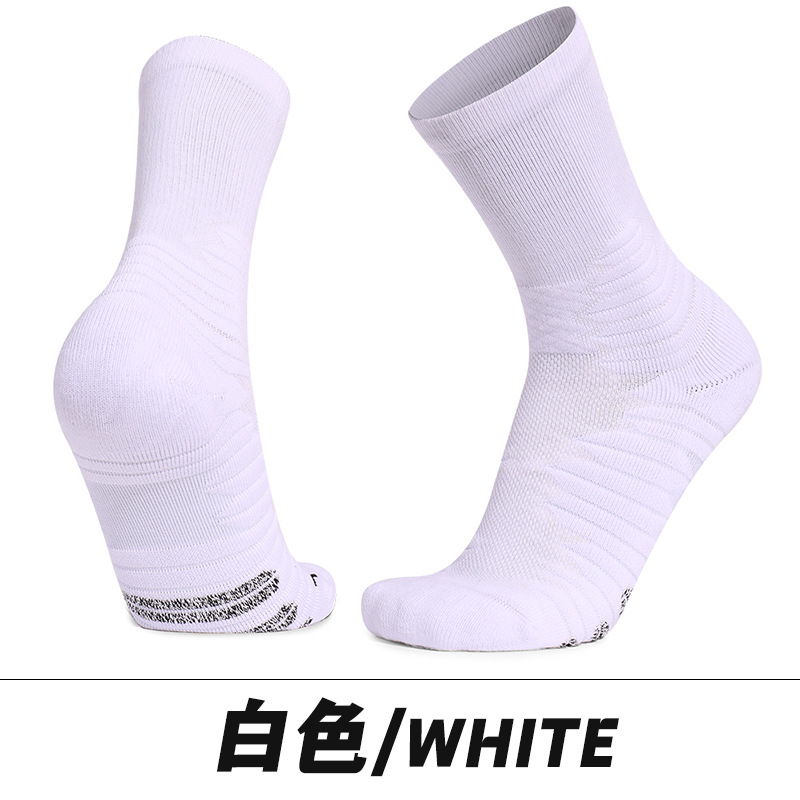 Calcetines deportivos profesionales, de color liso, con hilo antideslizante resistente, resistentes al desgaste, con base de toalla antideslizante, calcetines a media pantorrilla, calcetines de baloncesto transpirables de malla.