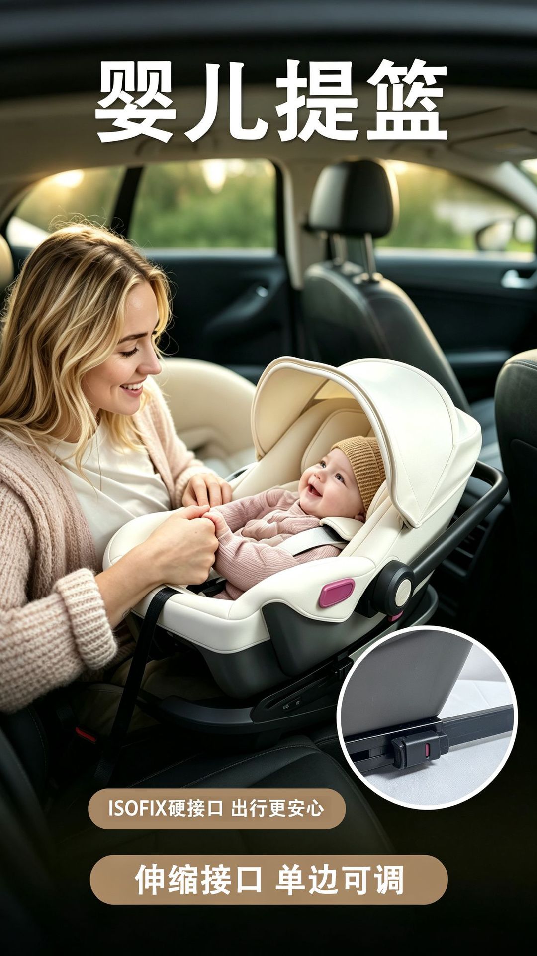 Cross-Border Child Car Safety Seat, Basket-Style Portable One-Touch Installation Baby Seat with Isofix Interface