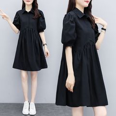 夏の新型の大きいサイズの婦人服はお腹のワンピースの女性を遮ります。