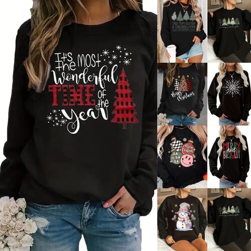 Christmas women's one-piece crewneck sweatshirt—TEMU independent site approved.