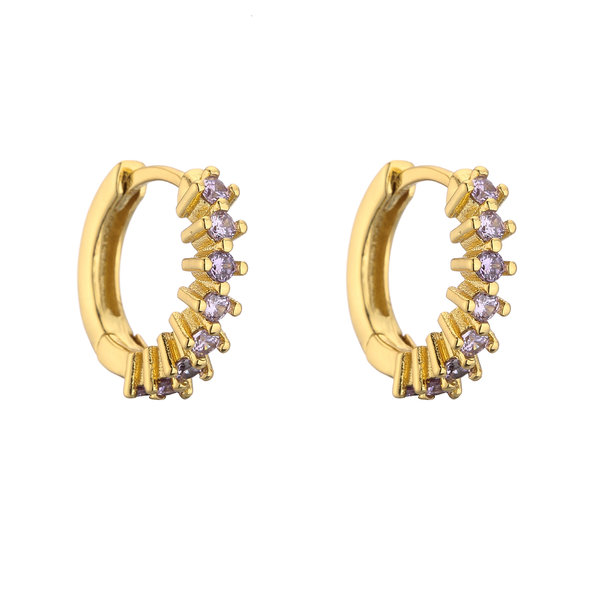 5g Weight Zircon Inlay Material Earrings Classification Copper Material Geometric Pattern Women'S Gender Plating Design Fashion Style Rose Red, White, Purple, Green, Yellow, Black Color Fashion Geometric Plating Copper Zircon Earring Sets 6