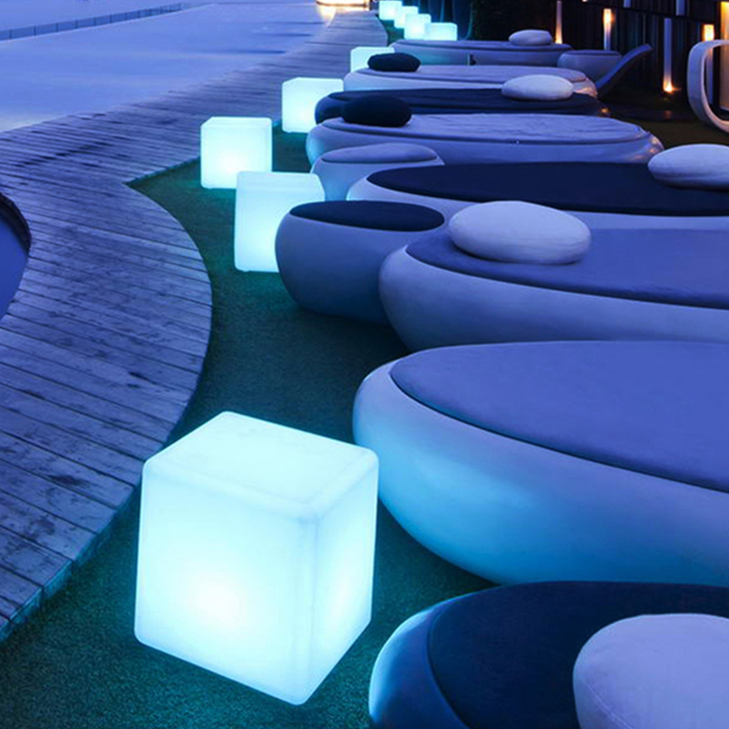 Led Luminous Cube, Colorful Atmosphere Light, Decorative Bar Stool Table Lamp, Outdoor Courtyard Luminous Stool Cube Light