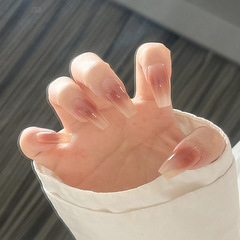 簡約溫柔穿戴甲裸色系純色腮紅中長款美甲成品甲片可拆卸重複使用