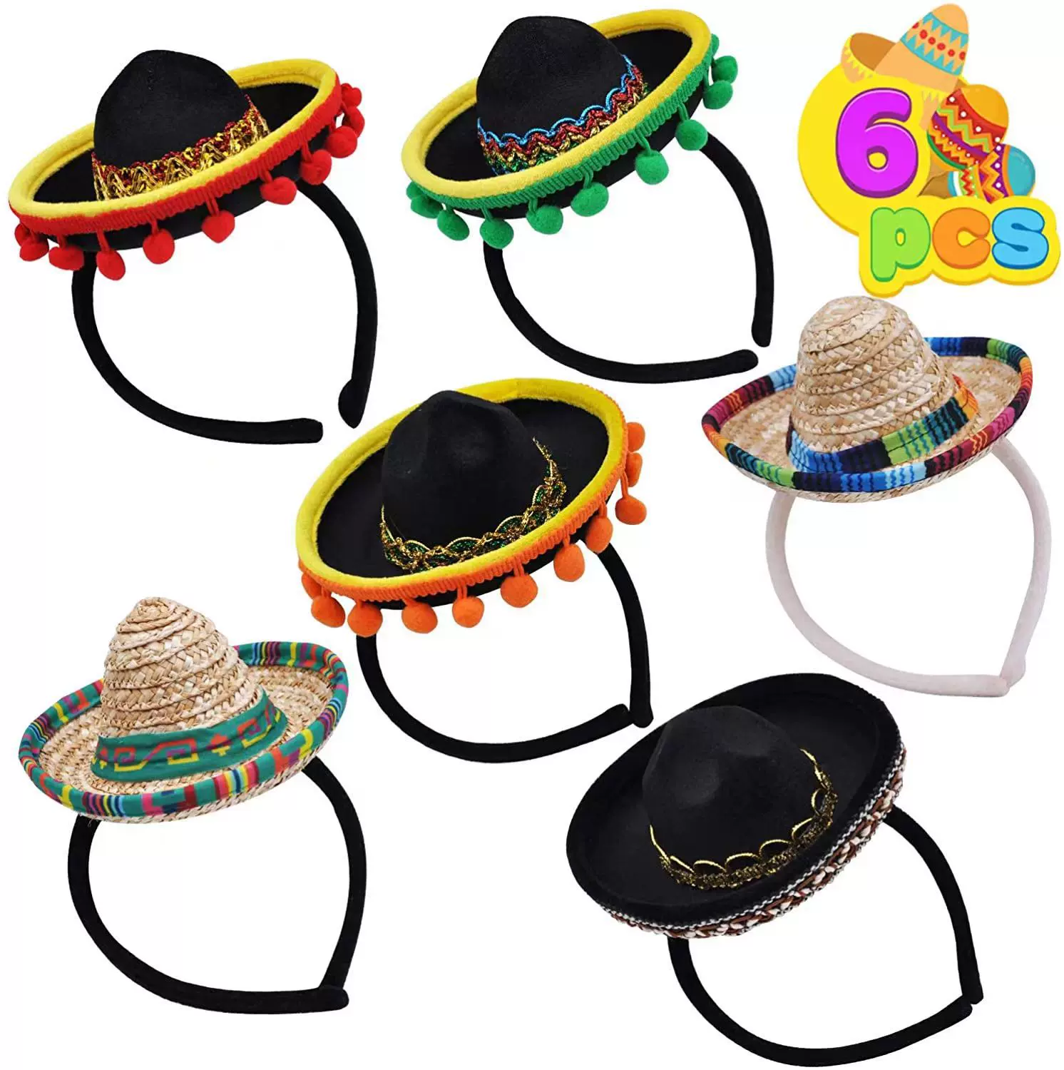 跨境亚马逊节日帽发箍款生日派对用品成人儿童帽墨西哥宠物小帽子