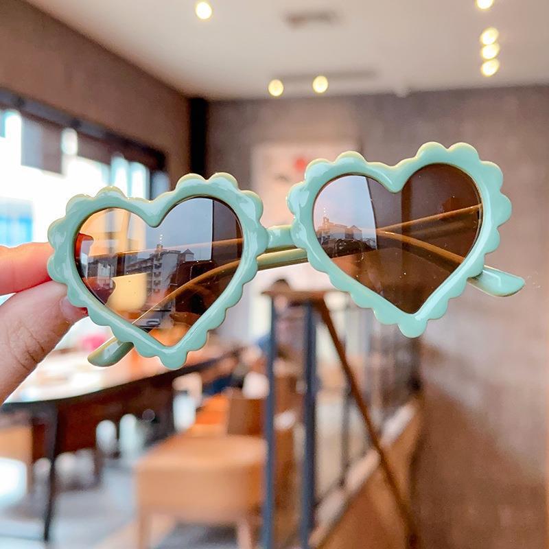 Black Color Elegant Simple Style IG Style Heart Shape UV400 Protection Resin Special-Shaped Mirror Full Frame Kids Sunglasses