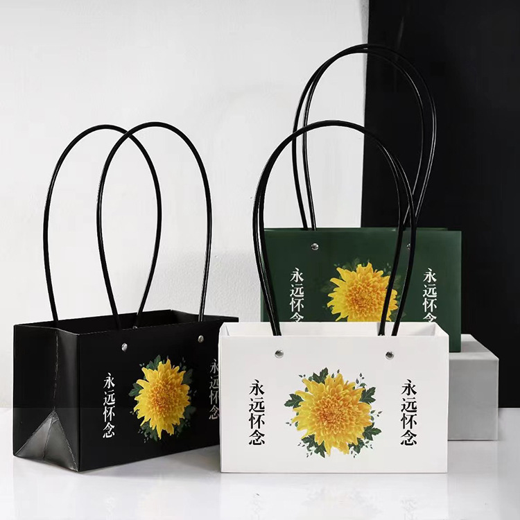 清明节新款手提盒清明节扫墓上坟祭祀菊花手提袋奠字手提盒鲜花盒