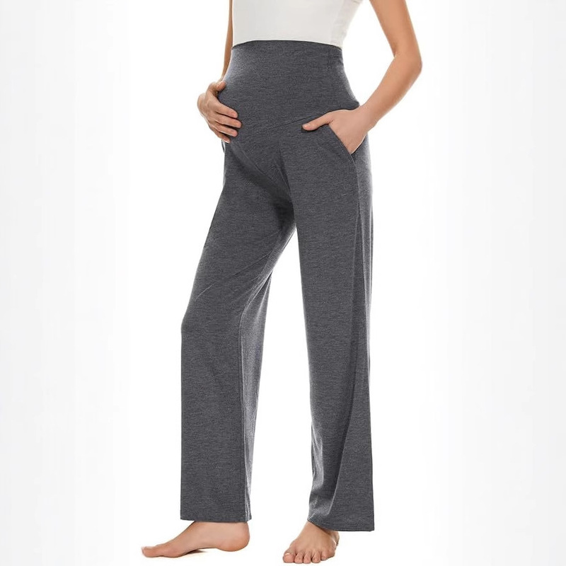 In-Stock Maternity Summer High-Waisted Straight-Leg Korean and Japanese Casual Pants, Loose and Comfortable Slim-Fit Long Pants with Pockets
