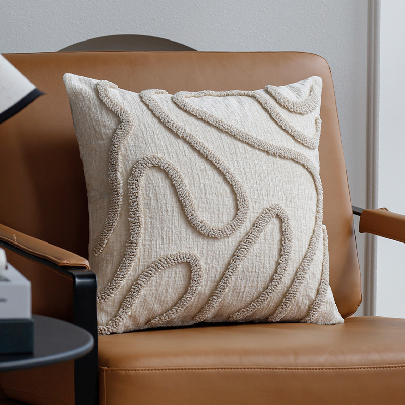 Almohada estilo ins funda de almohada de color sólido funda de cojín de sofá de terciopelo de anillo de chenilla de cama cubierta de cojín de coche de dormitorio al por mayor