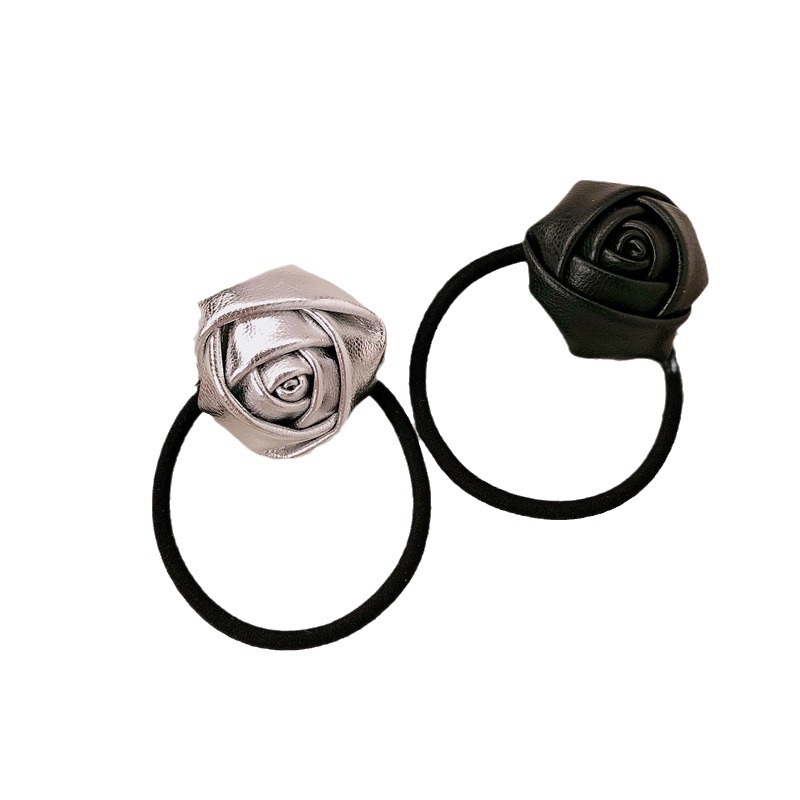 Cuerpo de corteza plateada rosa anillo de cabello cuerdas de cabello blogger red con doble cola de caballo estereoscópica correa de correa de cabello adorno de cabello