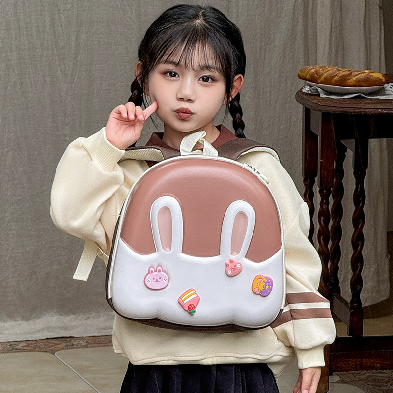 Jardín de infantes bolsas escolares de dibujos animados lindas con lámparas de conejo bebé mochila nueva mochila de cáscara de huevo