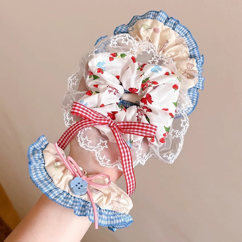 Niños super仙es encaje borde anillo de cabello 2025 nuevo estilo de alta calidad sensación de cabello de cordón de goma de alta elasticidad tocado duradero