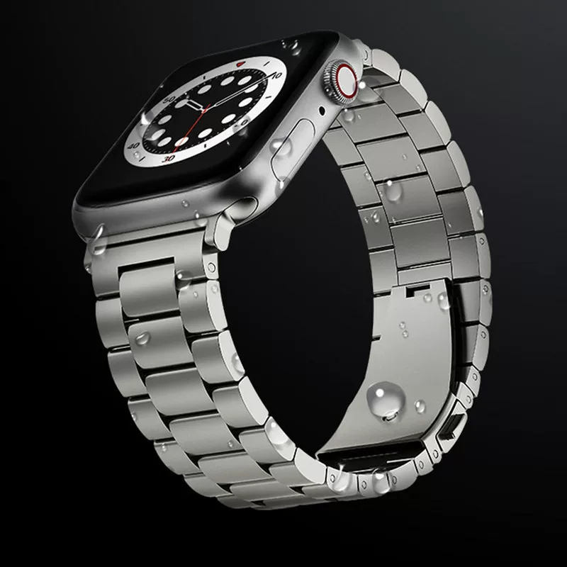Подходит для Apple iWatch 1-8 поколений, серия Ultra, складной титановый ремешок с тремя звеньями