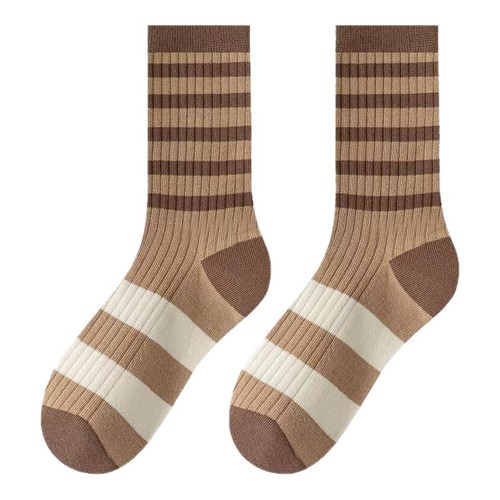 Autumn and winter socks for women, Maillard color trendy and versatile Korean style piled socks, internet celebrity high-value breathable mid-tube socks for women