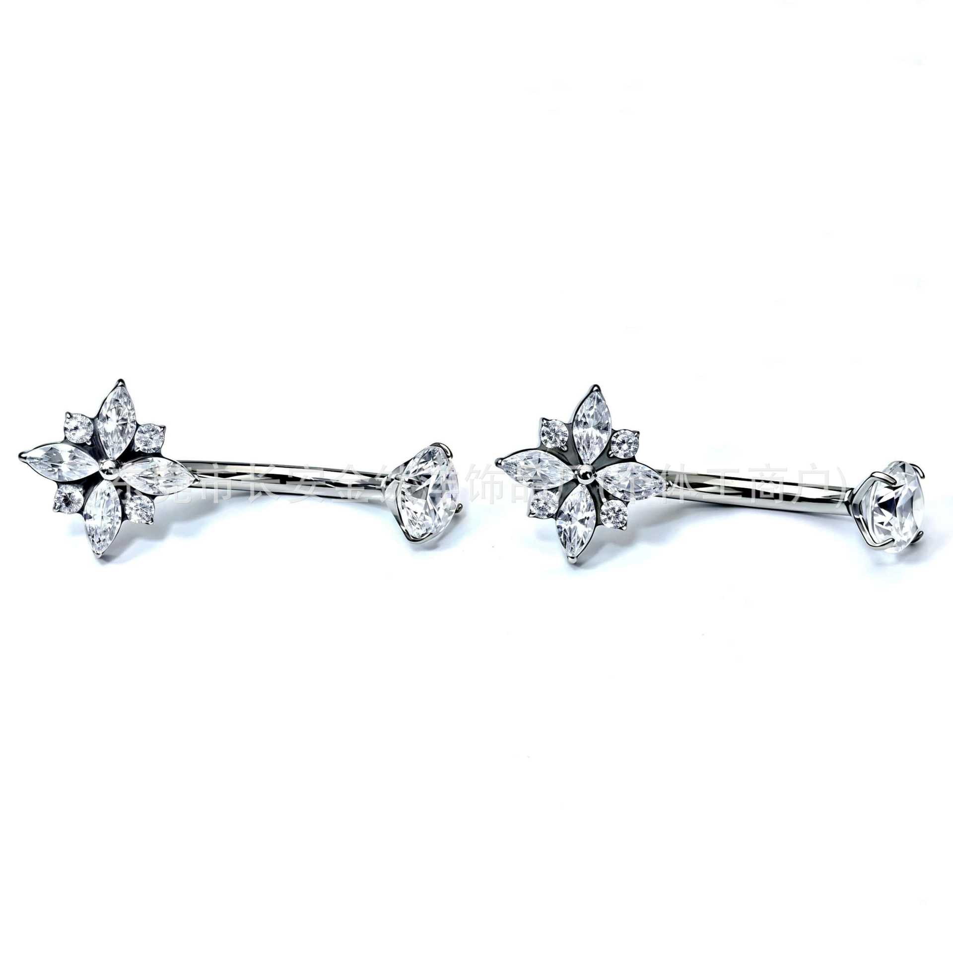 F136 Titanium Internal Thread Cross-Shaped Zircon Belly Button Ring G23 Titanium Alloy Body Piercing Jewelry detail image 4