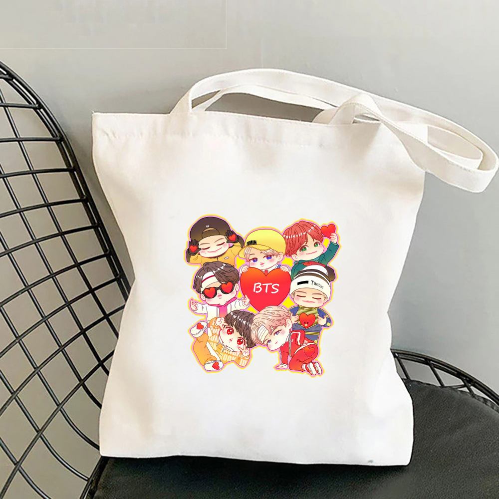 Kpop BTS a prueba de balas Liga Juvenil impresión bolsa de lona bolsa de hombro bolso plegable bolso de compras transfronterizo comercio exterior