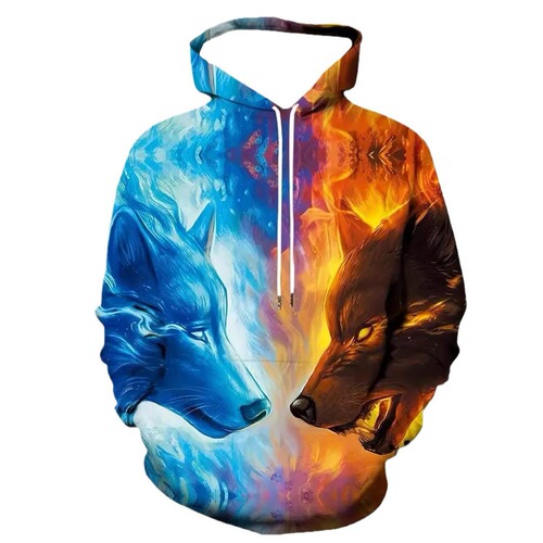 Men's Sweatshirt Western Autumn and Winter 3D Digital Printing Large Size Casual Hooded Sweatshirt
