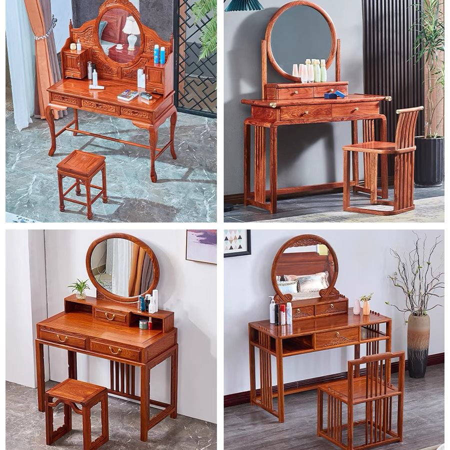 마호가니 드레싱 테이블 단단한 나무 고슴도치 빨간 백단향 새로운 중국 스타일 플립 거울 침실 작은 아파트 책상 로즈 우드 화장품 테이블