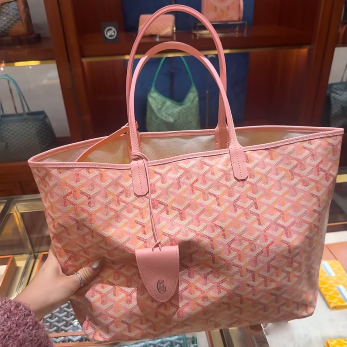 Goyard üslubunda böyük tutumlu qadın çantası, monogram çiyin çantası