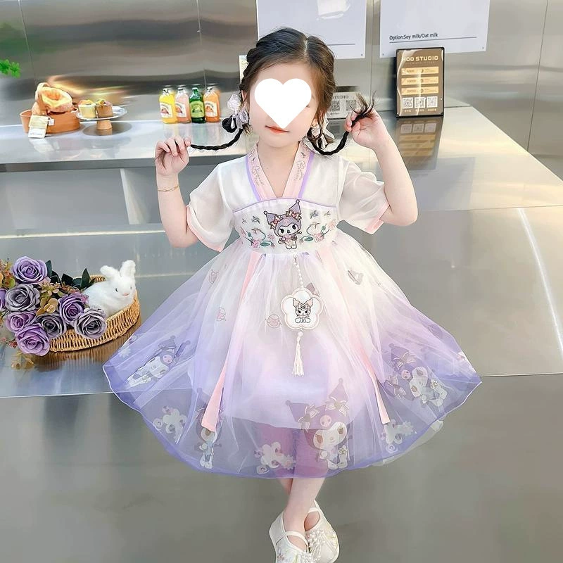 Платье для выступлений Hanfu для девочек, новый летний костюм принцессы Тан, платье супер феи в древнем стиле, модная мода для девочек.