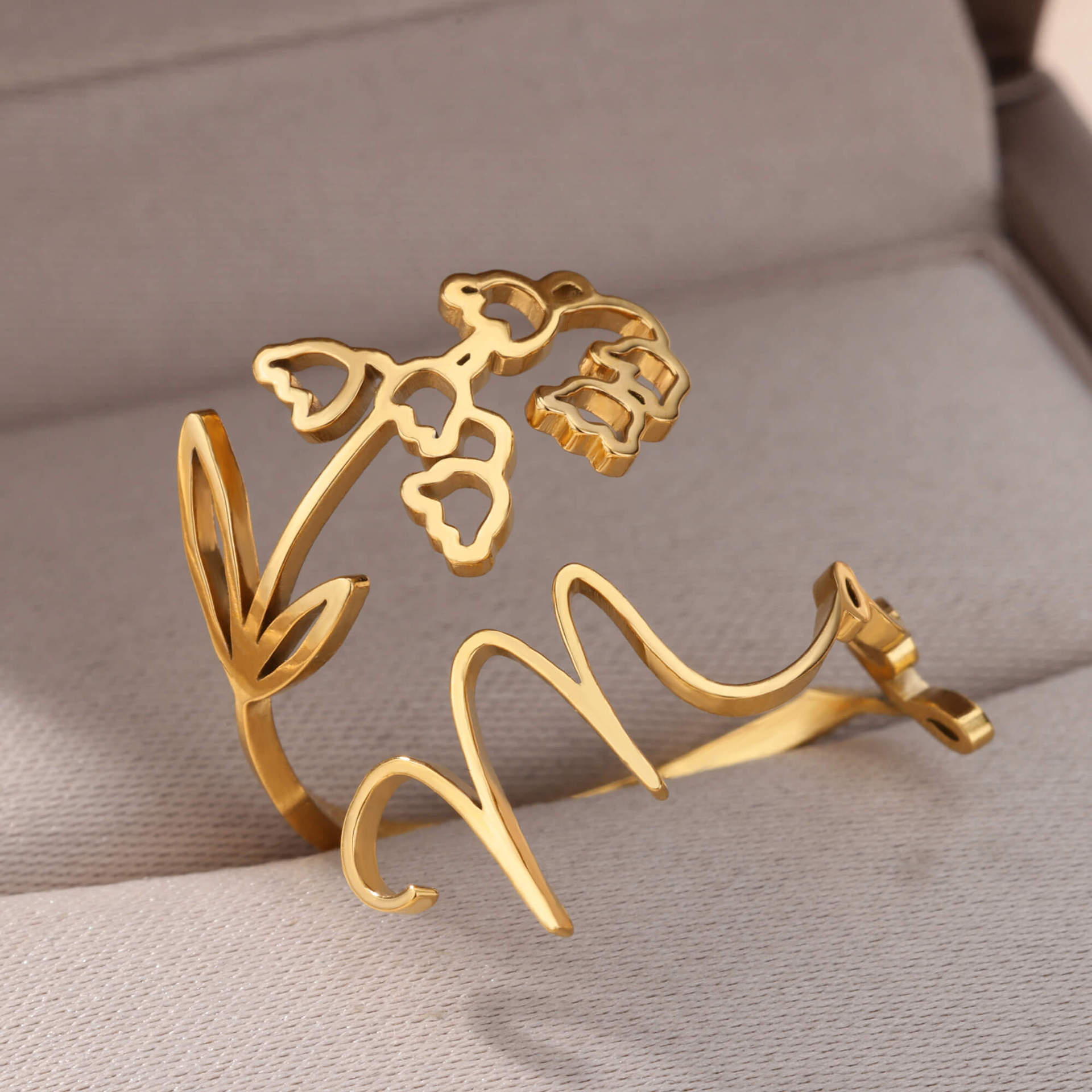 Joyería Al Por Mayor Estilo Vintage Estilo Clásico Flor Acero Inoxidable 304 Enchapado Anillos Abiertos display picture 18