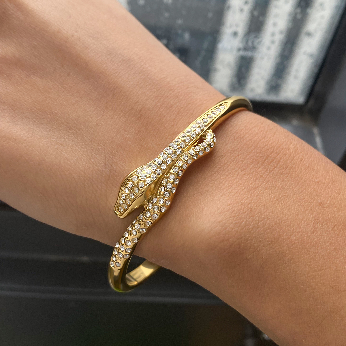Jeding Pulsera de serpiente de acero inoxidable europea y americana, pulsera que no se desvanece, joyería ligera de lujo de alta gama, joyería de acero de titanio de 18k, transfronteriza