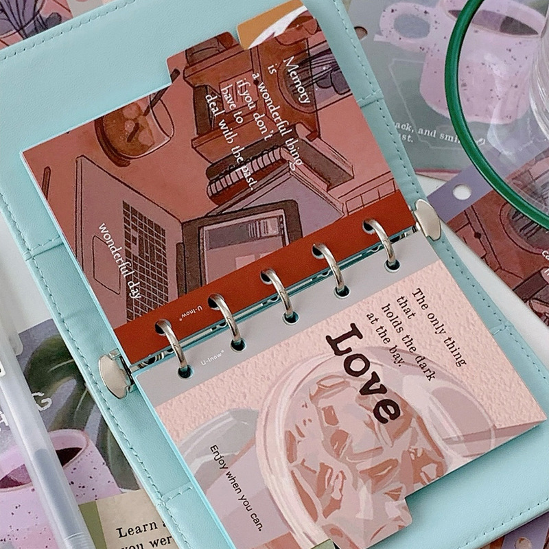 M5A7 Mint Mocha ins Art Cafe Time Loose-leaf Handbook Index Page Partition 6-hole Pad Partition Panel M5A7 Mint Mocha ins Art Cafe Time Loose-leaf Handbook Index Page Partition 6-hole Pad Partition Panel