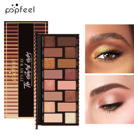 POPFEEL新品16色眼影淡妆浓妆冷棕大地深邃立体自然欧美彩妆跨境