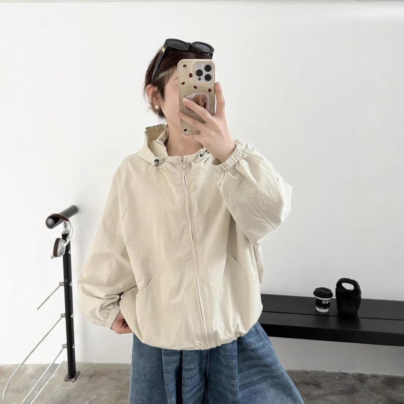 Autumn 2025 Long-Sleeve Hooded College-Style Jacket, Loose Casual Korean Fashion Jacket, Youthful and Lazy Style