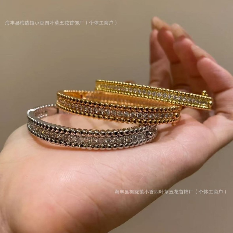 高级感V金满天星珠边排钻手镯镀18K简约百搭窄版满钻珠边手环叠戴|undefined