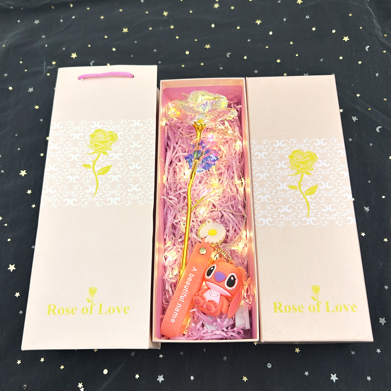 Rose de plástico de oro eterno 520 regalos de cumpleaños regalo de regalo de regalo de día de la madre caja de estrellas decoración creativa